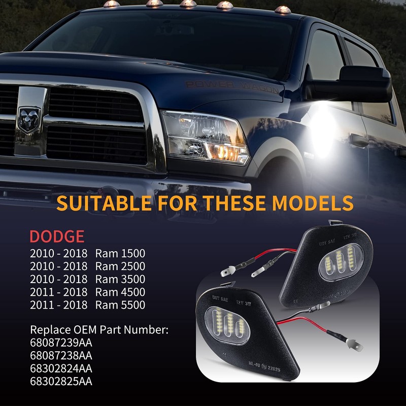 Gempro 2Pcs LED Side Mirror Puddle Light Lamps Assembly for