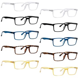 BFOCO 10-Pack Reading Glasses Men Women Readers with Spring Hinges(+4.00)