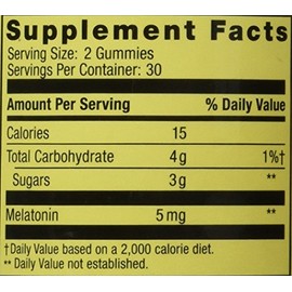 Spring Valley Melatonina para adultos con sabor a fresa natural, botella individual con 60 gomitas