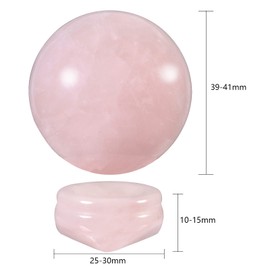 KYEYGWO 4cm Natural Rose Quartz Crystal Ball Decor with Gemstone Stand, Polished Round Decorative Stone Sphere Sculpture Fengshui Ornament for Reiki Healing and Meditation