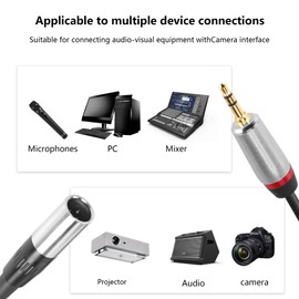 CERRXIANR Mini XLR Male to 3.5mm Stereo Audio Plug Cable, 3 Pin Mini XLR Male to 1/8" TRS Cord Adapter Connector for Audio Conversion of Camera and Other Equipment - 1FT(0.3M)