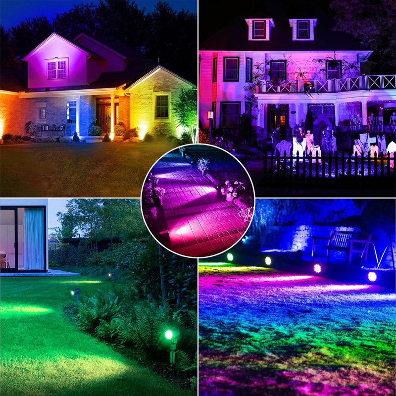 CLY Solar 6 in 1 RGB Spotlights Outdoor Garden, 10