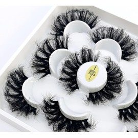 HBZGTLAD new 5 Pairs 25 mm 3d Mink Lashes Bulk Faux with Custom Natural Mink Lashes Pack Short Wholesales Natural False Eyelashes (9D-07)