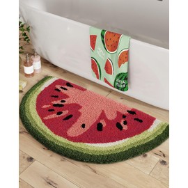 LUMI Cute Bathroom Rugs, Funny Fruit Rug, Soft Plush Fluffy Bath Mat, Absorbent, Non-Slip for Bathroom, Kitchen Sink, Bedroom, Kid's Bedroom, and Living Room, 17.5"x31.5", Watermelon