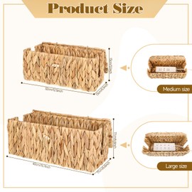 Cable Management Box with Lid 2 Pack Handwoven Water Hyacinth Decorative Cord Hider Organizer 2 Side Open Slots Storage Boxs Wicker Power Cord Box to Hide Cords and Power Strip for Desk Floor Office