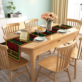 Nepnuser Juneteenth Table Runner Black History Month Kwanzaa African American Party Decoration Home Dining Room Kitchen Decor 72Inches Long