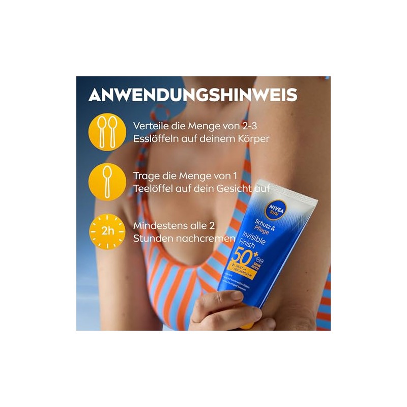 NIVEA SUN Schutz & Pflege Invisible Finish LSF 50+, wasserfester