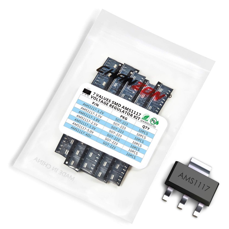 Chanzon 70pcs AMS1117 SOT-223 Kit Including 7 Values (1.2V 1.5V