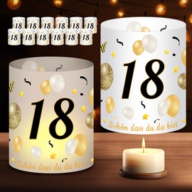 Lantern Table Decoration 18th Birthday Girl Boy, 12 Lantern Table Decoration 18th Birthday, Schön Dass Du Da Bist Table Decoration, Birthday Decoration 18 Years Happy Birthday Decoration for Tea