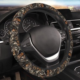 MAGIFUN Camo Steering Wheel Cover Camouflage Steering Wheel Accessories Universal Fit for Suvs, Trucks, Sedans, Cars for Men Women Girly Breathable and Sweat Absorption Anti-Slip Car Accessories