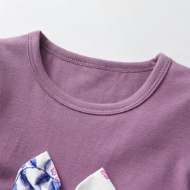 Toddler Baby Girl Clothes Infant Ruffle Long Sleeve Top Floral Pants Headband 3pcs Outfits Set Purple 2-3T