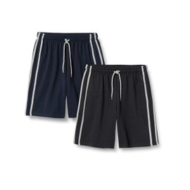 FM London Men's 2-Pack Loungewear Shorts, Navy + Charcoal, M
