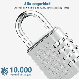 Candados Combinación-Candado de Seguridad Combinaciones de 4 Dígitos Ideal para Puerta de Verja,Lockers,Maleta de Equipaje,Cerraduras de Equipaje,Archivadores,Caja de Herramientas(2PCS)(negro + plata）
