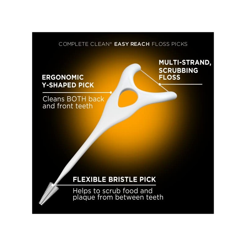 DenTek Complete Clean Easy Reach Floss Picks, Advanced Fluoride Coating,