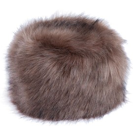 Old Dlrd Russian Hat,Winter Faux Fur Hats for Women,Warm Russian Cossack Style Hat for Ladies Brown