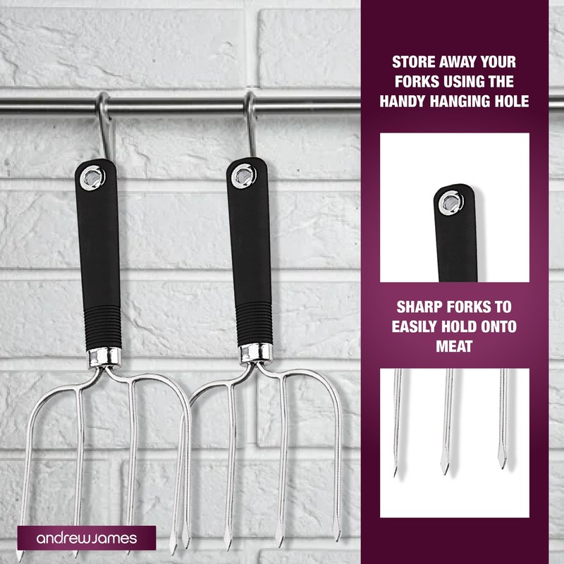 Andrew James Stainless Steel Carving Fork Set 2-Piece Meat Forks