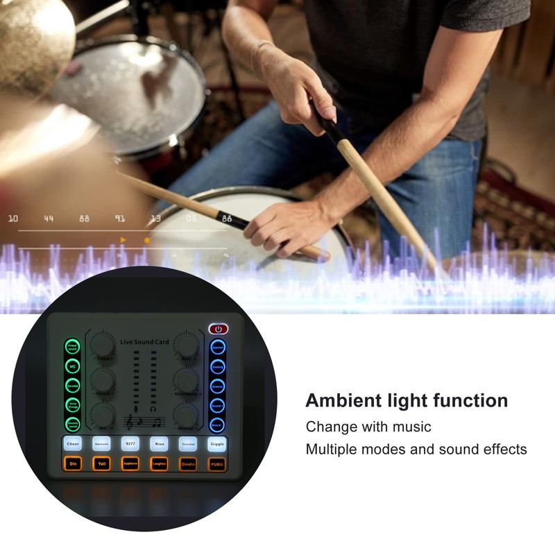 M8 Podcast Live Sound Card, Multiple Sound Effects Voice Changing