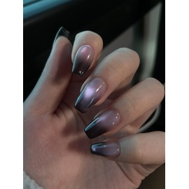 Purple Aurora Handmade Nail Tips - Short Oval / 퍼플 오로라 수제네일팁 - 숏오발