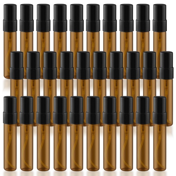 30 Pcs Black Vials Mini Spray Bottle Amber Glass Fine