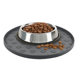 AVYDIIF Pet Feeding Mats for Food and Water, Waterproof Anti-Slip Placemats for Dog Cat Bowl, 1 Pack Silicone Pet Food Mat, Dishwasher Safe 10.9 × 10.9 (1 Pack, Grey)