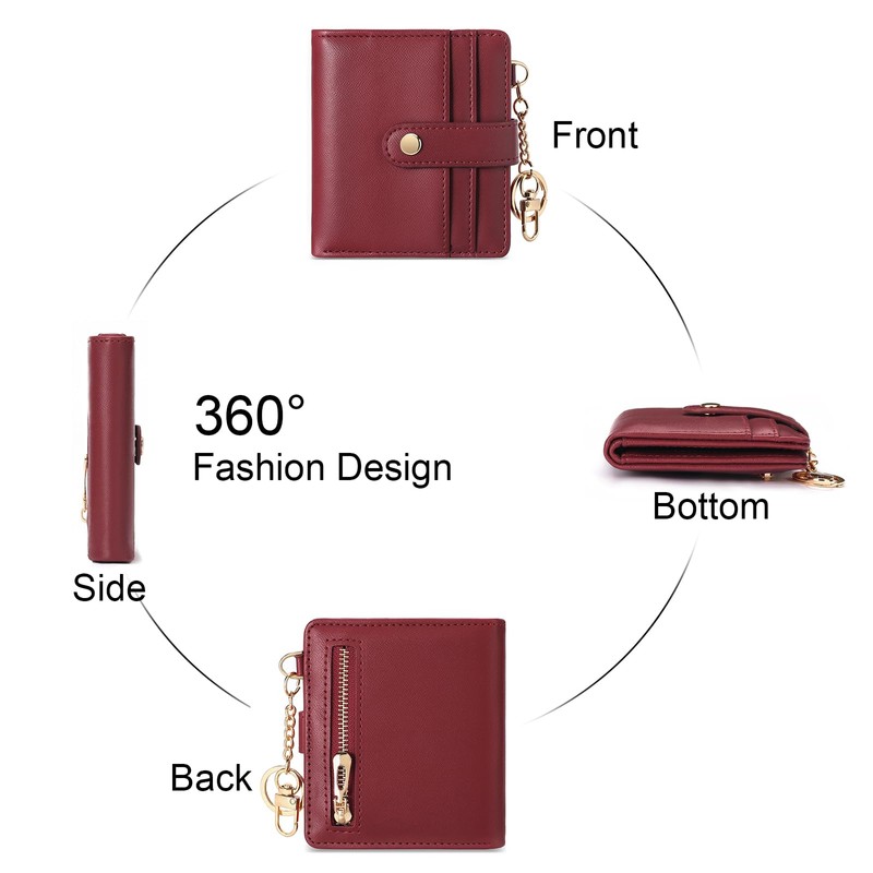 SENDEFN Small Woman Leather Wallet Credit Card Holder with ID