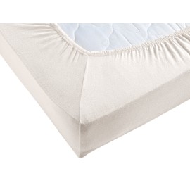 Fitted Sheet, 180 x 200 - 200 x 200 cm, Jersey Fitted Sheet, 100% Cotton, Comfort Bed Sheet for Mattresses up to 30 cm Height, Fitted Sheet, Natural Colour