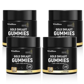 WindBoss Organic SHILAJIT Gummies | Organic Pomegrenate Oil Flavor | Cane Sugar Free, Sweetened by Organic Manuka Honey | Clean Formula | Heart & Brain, Cellular Health 30 Healthy Gummies - size: Pack of 4