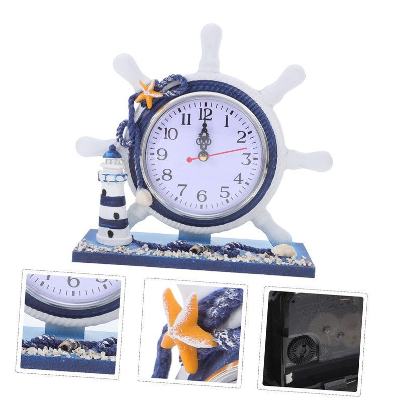 CORHAD 1Pc Nautical Style Silent Clock Unique Lighthouse Desk Decor