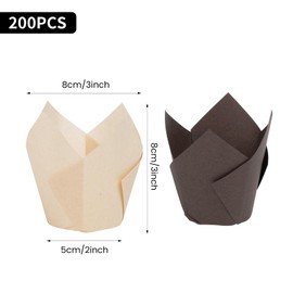 Tulip Muffin Cases, Muffin Cases for Baking, Tulip Cupcake Cases Greaseproof Baking Cups, Large Muffin Cases for Family, Birthdays, Party, Weddings (200)