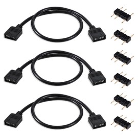 3 Pack ARGB Extension Cable 1-to-1 ARGB Splitter Cable 5V 3-Pin Addressable RGB Cables-Female to Female 3 Pin Extension Connector Cord Wire for Extending Computer 30cm / 11.8in
