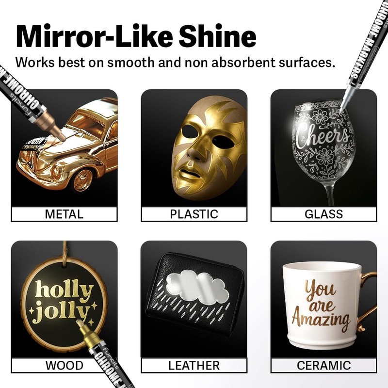 Funcils Liquid Chrome Paint Pen - 4 Dual Tip Mirror