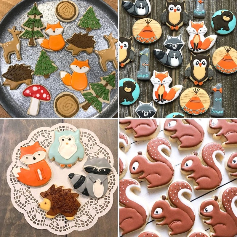 KAISHANE 5 Pieces Animals Cookie Cutters Shapes for Baking Fox,Owl,Rabbit,Squirrel