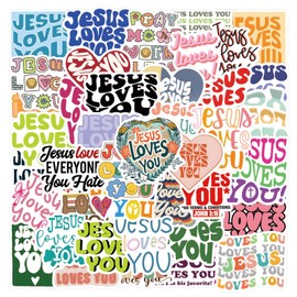Jesus Loves You Inspirational Stickers for Water Bottles, Laptop - 50Pcs Motivational Positive Reward for Kids, Teens, Teachers, Students - Healing Phrases