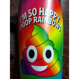 CHECKYS I'M SO HAPPY I POOP RAINBOWS 16 OZ TRAVEL MUG STAINLESS STEEL THERMAL INSULATED