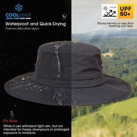 TOP-EX UPF 50 Mens Sun Hat with Neck Protection Wide Brim Summer UV Protection Hiking Safari Hat Waterproof Fishing Boonie Hats Breathable Womens Sunhat for Outdoor Walking Gardening Darkgrey M/L