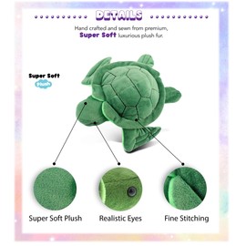DolliBu Plush Sea Turtle Stuffed Animal - Soft Huggable Green Marine Turtle, Adorable Playtime Sea Turtle Plush Toy, Cute Sea Life Cuddle Gift, Soft Plush Doll Animal Toy for Kids & Adults - 6 Inch