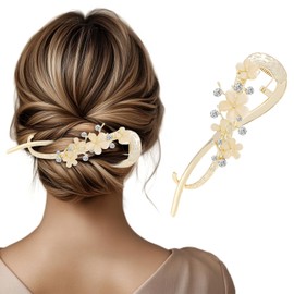 Shimmeroo French Twist Hair Clip,Rhinestone Decor Banana Clips for Women French Barrette Hairpins Non Slip Jaw Hair Claws Vintage Accessories for Women