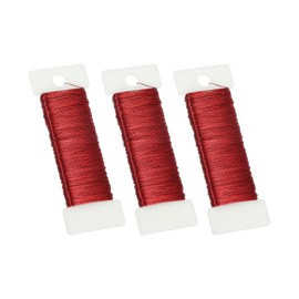 PATIKIL 26 Gauge Floral Flexible Paddle Wire, 115 Yard (345 Feet) Florist Wreath Wire for Crafts Flower Arrangement, Red 3 Rolls