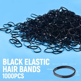 Black Elastic Hair Bands, MORGLES 1000 Hair Rubber Bands Braiding Bands Hair Elastics Small Hair Bands Elastic hair Ties Wedding Hairstyle Hair Bands