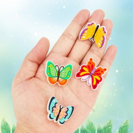 mortd Butterfly and Flower Shoe Decoration Charms, 20Pcs Lovely Butterfly Flower Shoe Decor for Shoe Wristband, PVC Shoe Charm Accessories for Party Favor Birthday Gifts
