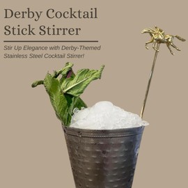 Barrel Down South Derby Cocktail Stirrers – 7.5 in., Stainless Steel Stirrer, Horse Racing Swizzle Stick | Mint Julep Stirrer | Derby Decorations | Barware Accessories | Derby Horse Racing Decor Items