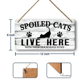 Cat Wall Decor For Cat Lovers Hanging Wood Cat Home Decor Fall Cat Wooden Sign Cat Christmas Decor Spoiled Cats And Their Staff Live Here Sign Cats Only Signs Cat Welcome People Tolerated Sign 12x6 In
