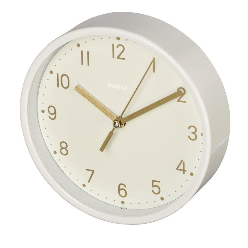 Hama Madeira Table Clock, Diameter 16 cm, Silent, White