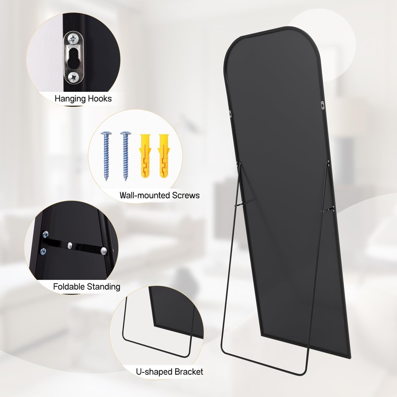 Anpark Full Length Mirror 64"x21" Freestanding Arched Floor Standing Mirror