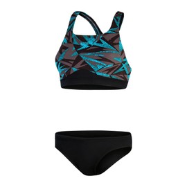 Speedo HyperBoom Zweiteiler Badeanzug für Damen, Schwarz/Bolt/Dove Grey, 32 (DE 36)