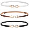 WERFORU Women 3 Pack Skinny Belt for Dress,Thin Adjustable Leather