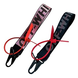 (2 Pack)Fashion Letter Lanyard Keychain,Wristlet Keychain, Key Chain can Hang Keys, Wallet, Jeans Decoration, Office Badge,Unisex Cool Wrist Lanyard (Black,Pink)