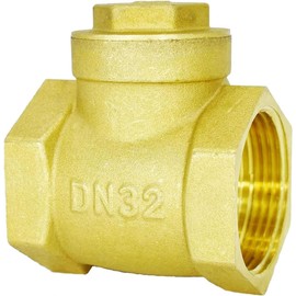 MYWERO NPT Check Valve, 1-1/4" Female Horizontal Brass Check Valve for Water Backflow Prevention, Suitable for Sewage Pumps and Air Compressors, DN32