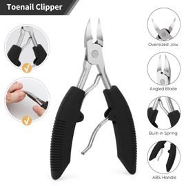 Segbeauty Manicure Set, Nail Set, 10 Pieces, Pedicure Set, Professional Foot Care Set, Feet, Foot Care Set, Professional Callus, for Men and Women, Black Olecranon Nail Clippers