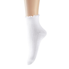 UTTPLL Ruffle Crew Socks Women Turn-Cuff Athletic Aesthetic Lettuce Socks Ladies Thin Lovely Cotton Frilly Boot Ankle Socks White One Size